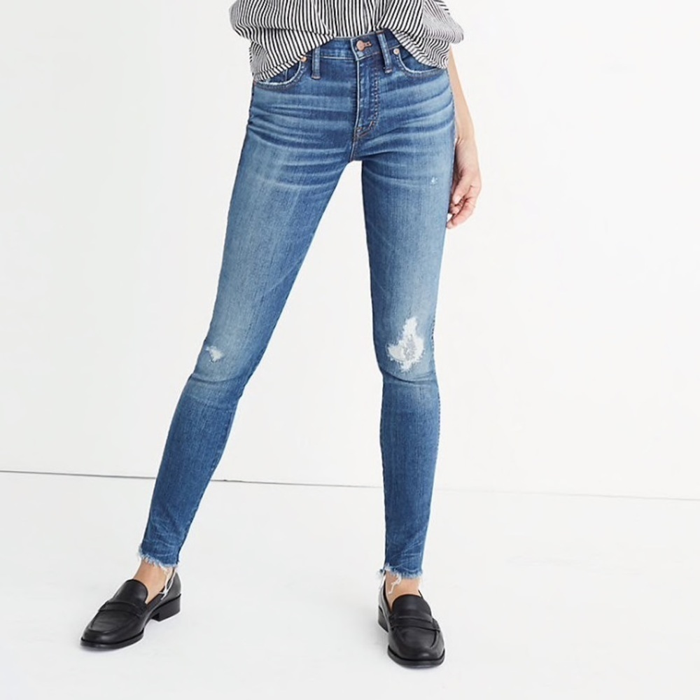 Madewell 9” high rise rip and repair edition skinny jeans